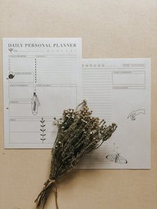 Use this charming printable daily planner to achieve your goals and inspire creativity and self-love along the way. This planner includes 2 design versions for each day of the week so that you can choose the pages you like most, and switch it up for something different each day.