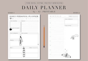 This bundle includes daily, weekly and monthly printable planners so that you can achieve your goals and get organised as well as inspire creativity and self-love along the way. Simply download, print and get planning! These pages are hole punch safe.