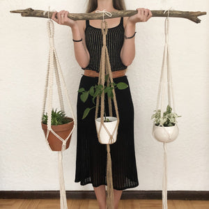 Boston Plant Hanger made with natural rope, jute twine and chunky cotton rope