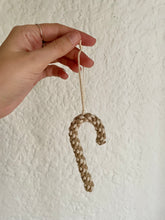 Macrame candy cane Christmas tree ornaments in different colour options. Green and white, pink and white, or jute and white. Sold in sets of three as well. So charming and sweet. Cotton rope is hand-dyed and braided to form a spiral design which is then bent into a candy shape.