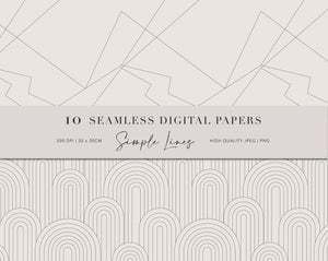 10 Seamless Simple Lines Digital Papers. Use them for scrapbooking, fabric printing, wrapping paper, book covers, wall paper etc. There is no limitation to the possibilities.