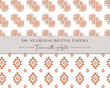 10 Seamless Terracotta Aztec Digital Papers. Use them for scrapbooking, fabric printing, wrapping paper, book covers, wall paper etc. There is no limitation to the possibilities.