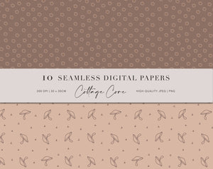 10 Seamless Cottage Core Digital Papers Use them for scrapbooking, fabric printing, wrapping paper, book covers, wall paper etc. There is no limitation to the possibilities. 