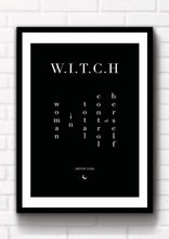 "Woman in total control of herself" quote art print.  This 'witchy' art print could fit beautifully into any room in your home. Simply download, print, frame and enjoy! White, Brown and black backgrounds included.