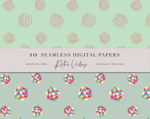 10 Seamless Retro Vibes Digital Papers. Funky Retro Patterns. Use them for scrapbooking, fabric printing, wrapping paper, book covers, wall paper etc. There is no limitation to the possibilities. 