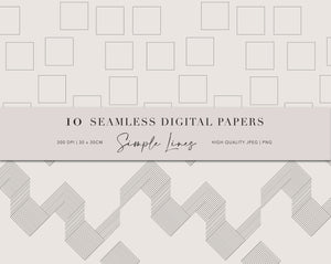 10 Seamless Simple Lines Digital Papers. Use them for scrapbooking, fabric printing, wrapping paper, book covers, wall paper etc. There is no limitation to the possibilities.