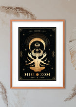 Cancer Zodiac Art Print. This print could fit beautifully into any room in your home. Mystical, celestial and whimsical wall art. Simply download, print and enjoy! 