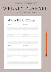 Use this simple printable weekly planner to achieve your goals and get organised. Simply download, print and plan! These pages are hole punch safe.