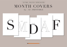 Use these simple classic printable monthly covers to organise your yearly planner. Simply download, print and plan! These pages are hole punch safe.