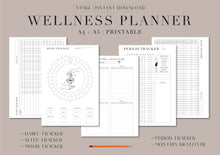Use these wellness tracker sheets to take care of your mental and physical health This is a 5 page download that includes a habit tracker, sleep tracker, period tracker, mood tracker and monthly gratitude sheet. Simply download, print and start tracking! These pages are hole punch safe.