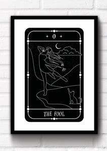 The Fool Tarot Card Art Print. This print could fit beautifully into any room in your home. Eccentric and witchy wall art. Simply download, print and enjoy!