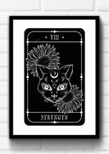 Strength Tarot Card Art Print. This print could fit beautifully into any room in your home. Eccentric and witchy wall art. Simply download, print and enjoy!